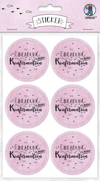 Ursus Sticker rund Einladung zur Konfirmation rosa