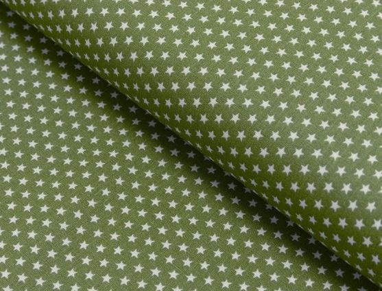 Baumwolldruck Sterne mini olivgrün