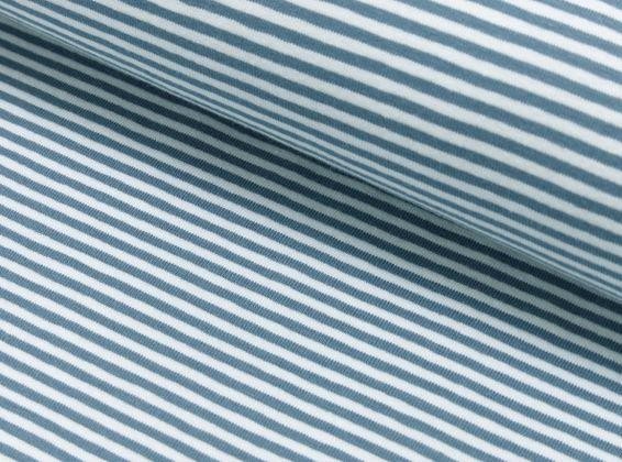 Baumwolljersey Streifen jeansblau/weiß