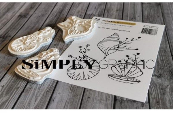 Simply Graphic Stempel cling - coquillages fleuris