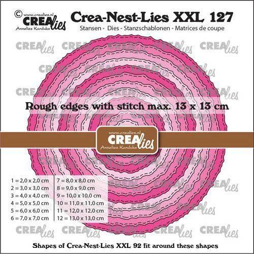 Crealies XXL Stanzset - Circles with rough edges and stitchlines