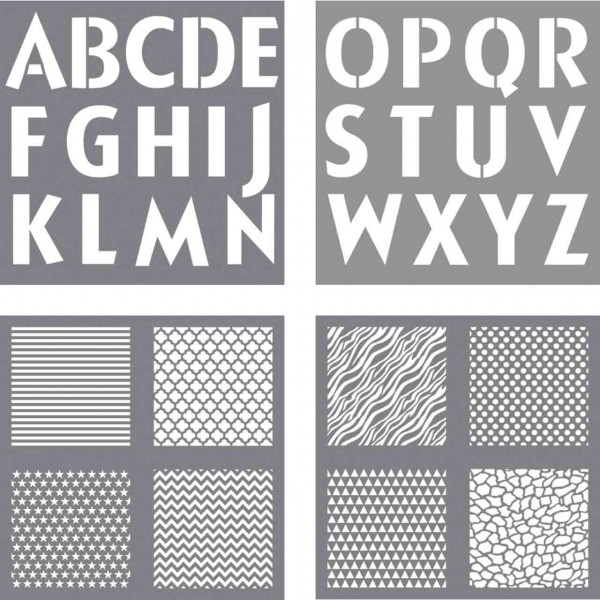 Schablonen Set Buchstaben + Designs klassisch