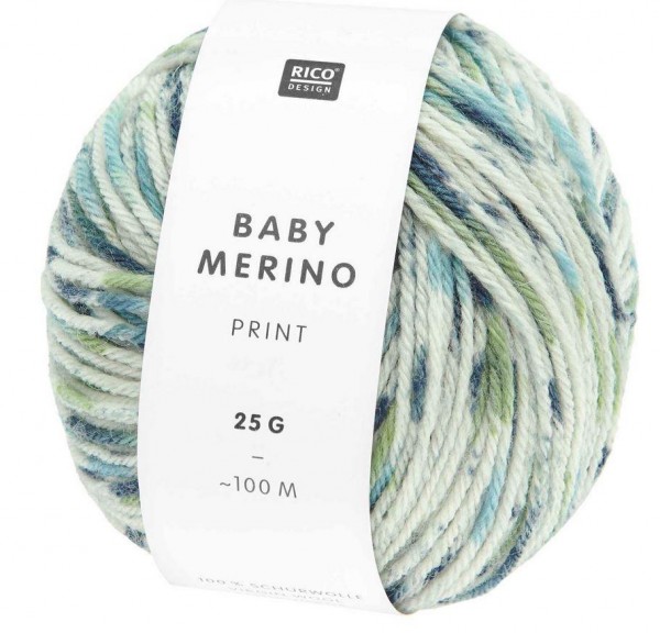 Baby Merino Print blau-grün