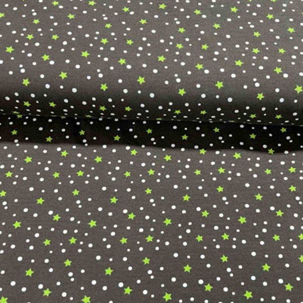 Baumwolljersey Punkte/Sterne braun/grün