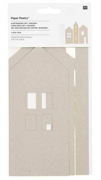 Rico Postkartendeko-Set Häuser grau recycled