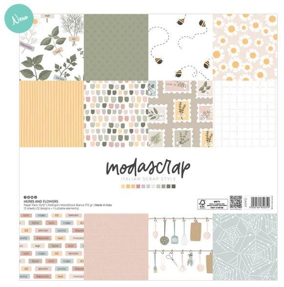 Moda Scrap Paper Pack 12 inch - Herbs and Flowers