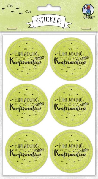 Ursus Sticker rund Einladung zur Konfirmation apfelgrün
