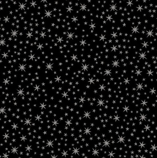 Baumwollstoff Metals Sterne schwarz/silber