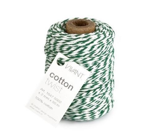 Cotton twist Kordel dunkelgrün/weiß