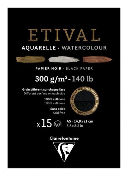 Clairefontaine Etival Aquarelle/Watercolor A5 schwarz