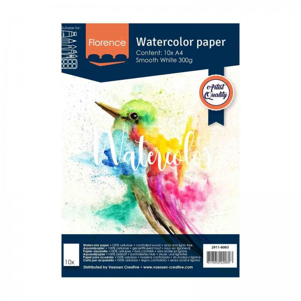 Florence Watercolor Paper - Smooth White 10 x A4/300g