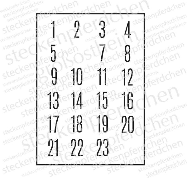 Steckenpferdchenstempel Adventskalender Zahlen