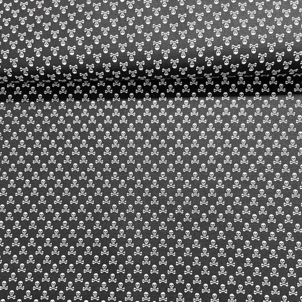 Baumwolldruck Totenköpfe mini schwarz/weiß