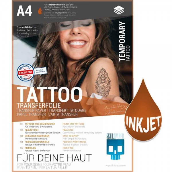 Tattoo Transferfolie von Skullpaper für Inkjet - 1 Blatt