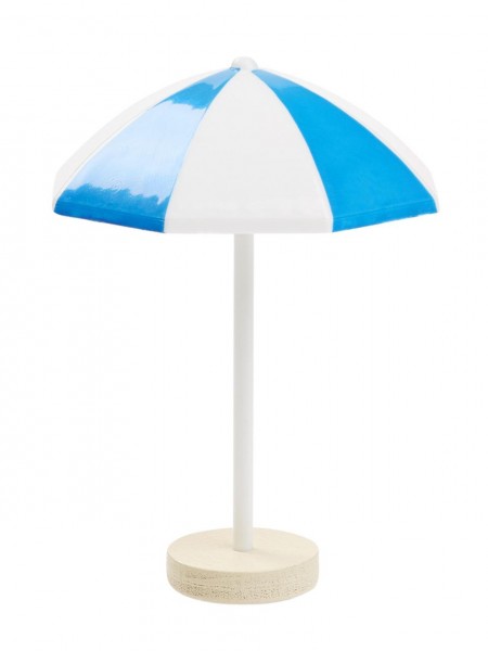 Kunststoff Sonnenschirm klein blau/weiß