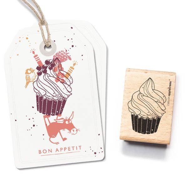 cats on appletrees Holzstempel - Cupcake 2