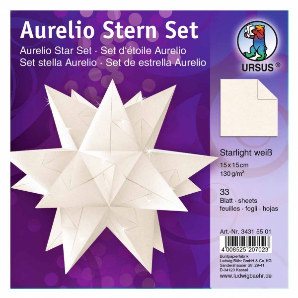 Ursus Aurelio Stern Set Starlight weiß 15 x 15 cm