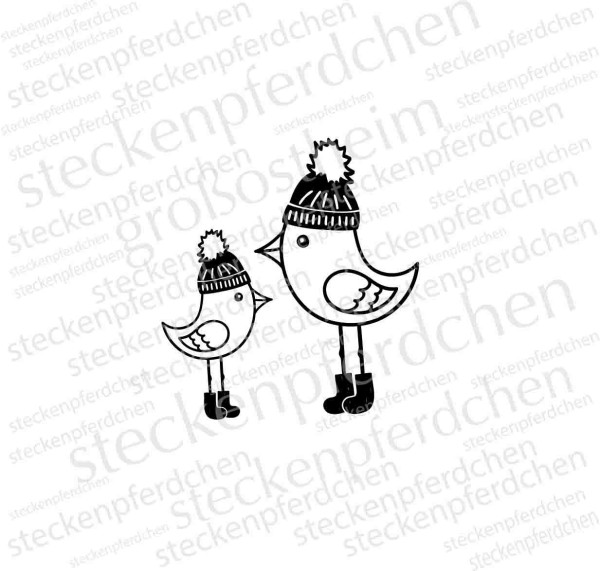 Steckenpferdchenstempel Winter Vogel Set Lisa und Annabel