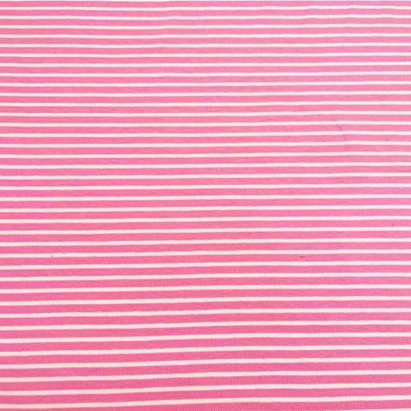 Baumwolljersey gestreift rosa/weiß
