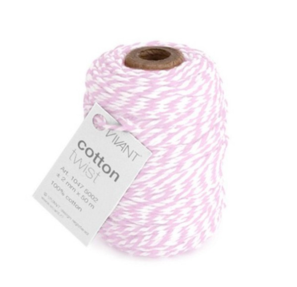 Cotton twist Kordel weiß/rosa