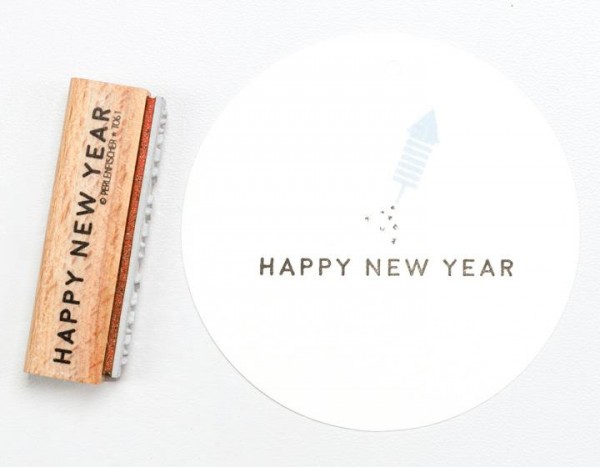 Perlenfischer Holzstempel Happy New Year 2