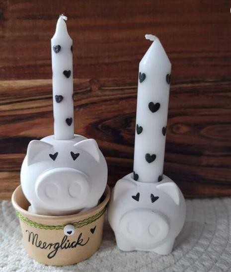 Silikon-Gießform - Kerzenhalter Glücksschwein für Geburtstagskerze