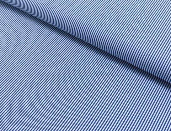 Baumwolldruck schmale Streifen blau/weiß