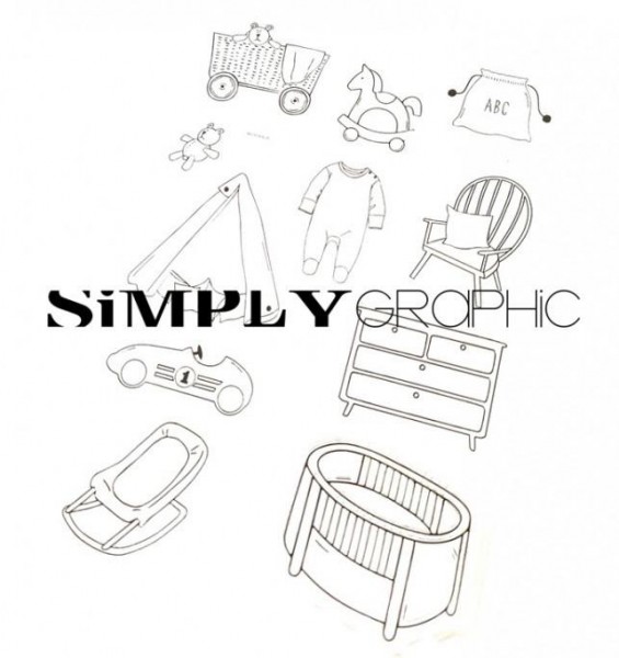 Simply Graphic Clearstempelset - La chambre de bèbè