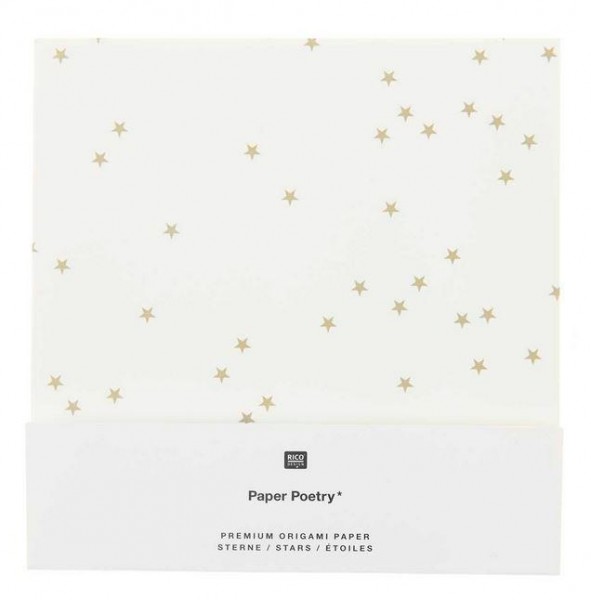 Rico Origami Sterne weiß/gold 15 x 15