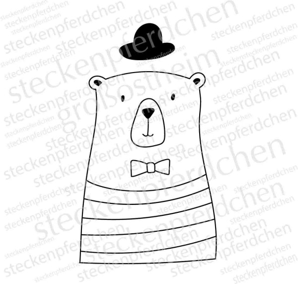 Steckenpferdchenstempel Bär Bruno mit Hut 