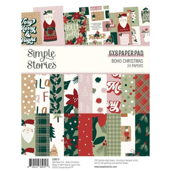 Simple Stories Paper Pad 6 x 8 - Boho Christmas
