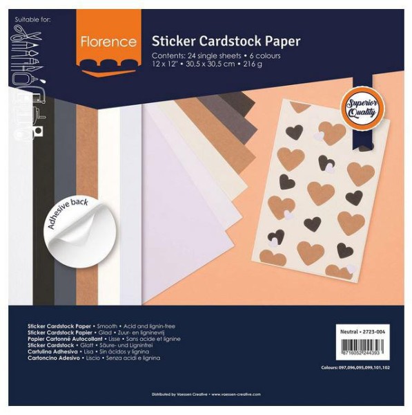 Florence Sticker Cardstock glatt 12 Inch Neutral
