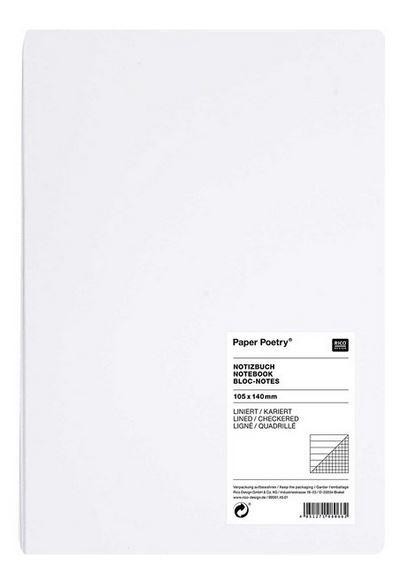 Rico Paper Poetry Notizbuch 2 in 1 Groß in weiß liniert/kariert