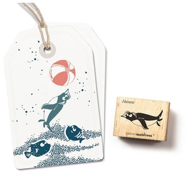 cats on appletrees Holzstempel schwimmender Pinguin Hanne
