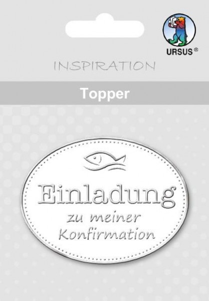 Ursus Topper weiß/silber Einladung Konfirmation