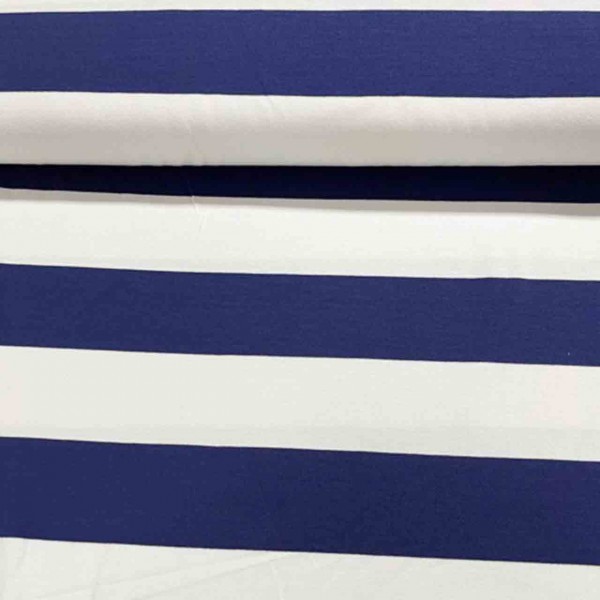 Viskose Jersey Lina Streifen breit blau/weiß