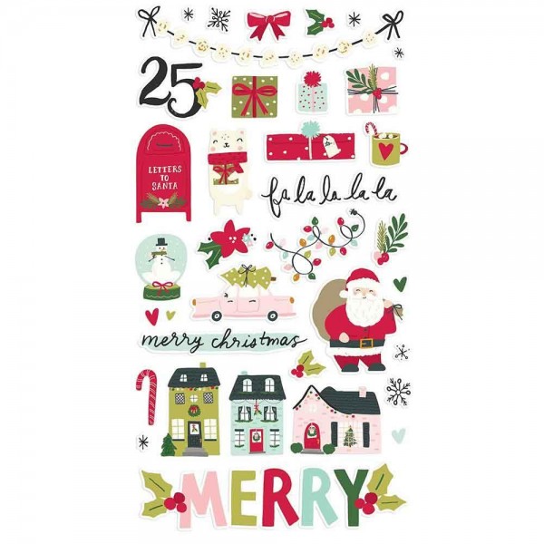 Simple Stories Chipboard Stickers- Holly Days