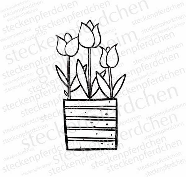Steckenpferdchenstempel Tulpen im Topf 